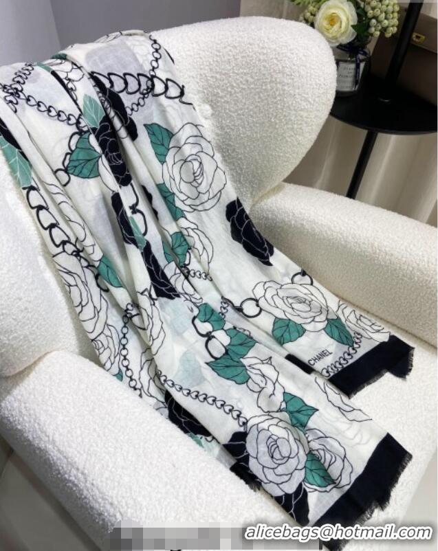 Unique Discount Chanel Camellia Cashmere Long Scarf 110x200cm CH082108 Green 2024