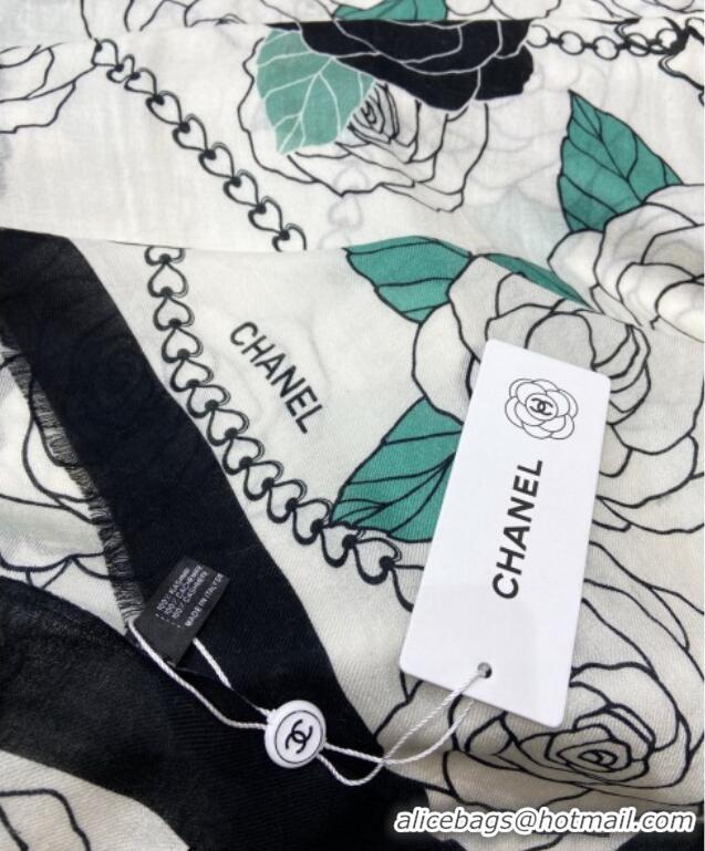 Unique Discount Chanel Camellia Cashmere Long Scarf 110x200cm CH082108 Green 2024