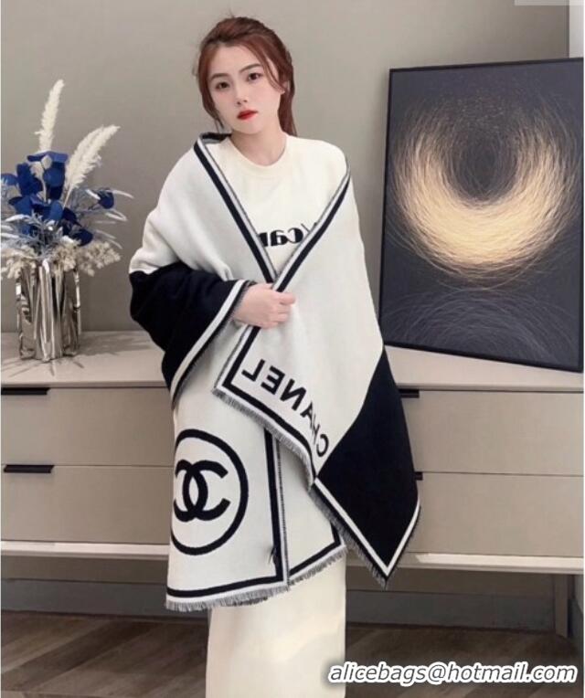 Pretty Style Chanel Cashmere Long Scarf/Blanket 70x190cm 0912 White/Black 2024