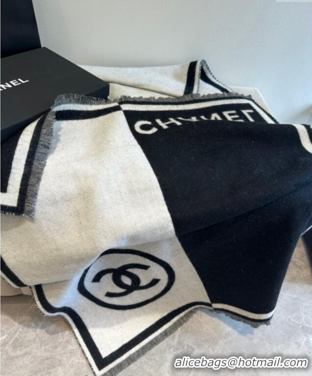 Pretty Style Chanel Cashmere Long Scarf/Blanket 70x190cm 0912 White/Black 2024