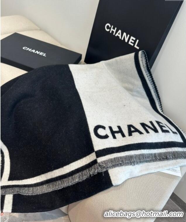 Pretty Style Chanel Cashmere Long Scarf/Blanket 70x190cm 0912 White/Black 2024