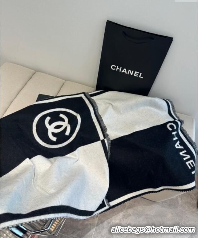 Pretty Style Chanel Cashmere Long Scarf/Blanket 70x190cm 0912 White/Black 2024