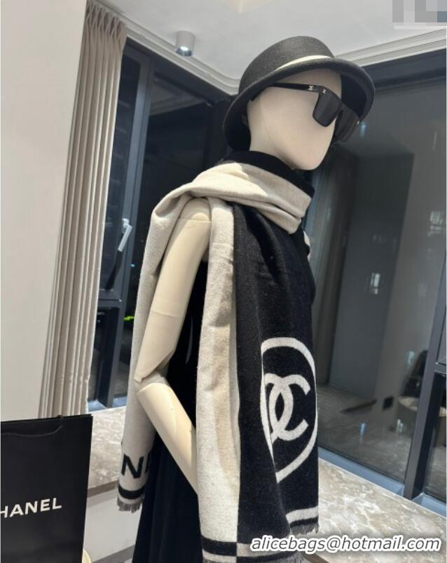 Pretty Style Chanel Cashmere Long Scarf/Blanket 70x190cm 0912 White/Black 2024