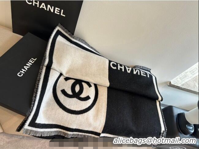 Pretty Style Chanel Cashmere Long Scarf/Blanket 70x190cm 0912 White/Black 2024