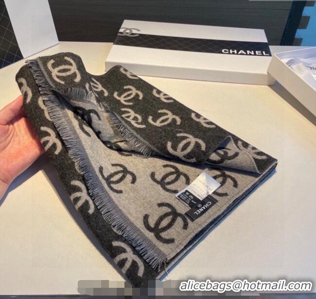 Good Taste Chanel CC Long Scarf 35x180cm 0912 Grey/Black 2024