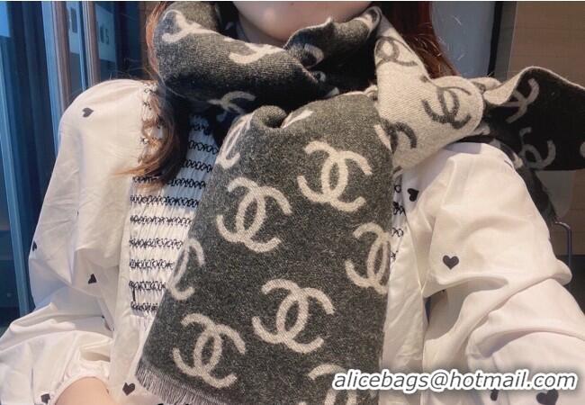 Good Taste Chanel CC Long Scarf 35x180cm 0912 Grey/Black 2024