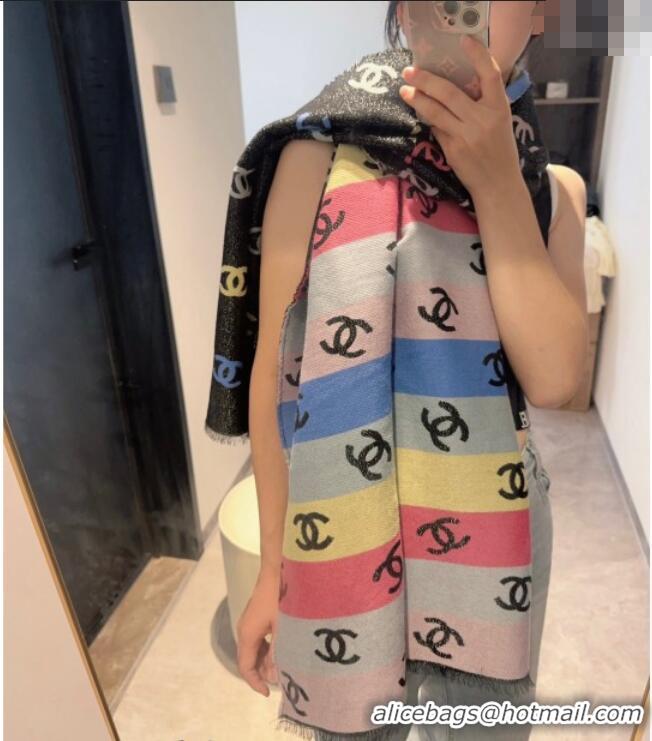 Top Grade Chanel Cashmere Wool Long Scarf 70x180cm 12105 Rainbow 2024