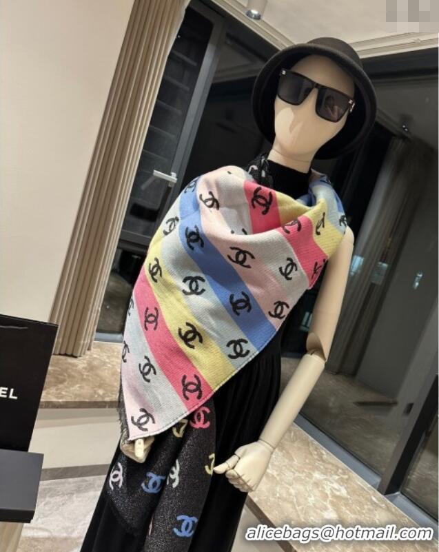 Top Grade Chanel Cashmere Wool Long Scarf 70x180cm 12105 Rainbow 2024