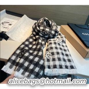 Low Cost Chanel Check Cashmere Wool Long Scarf 60x190cm CH102107 2024