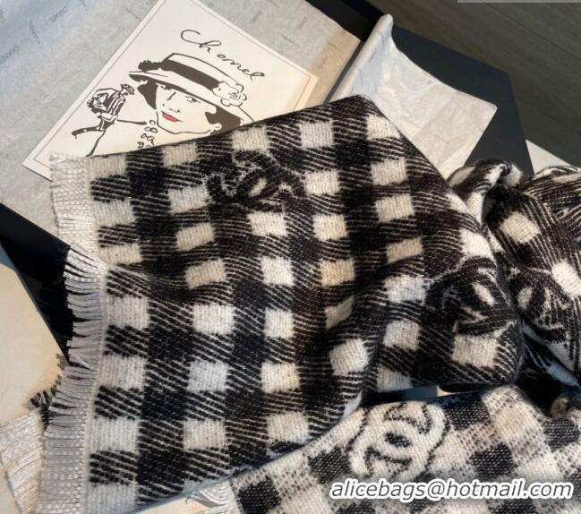 Low Cost Chanel Check Cashmere Wool Long Scarf 60x190cm CH102107 2024