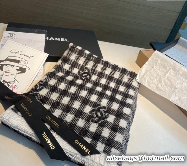 Low Cost Chanel Check Cashmere Wool Long Scarf 60x190cm CH102107 2024