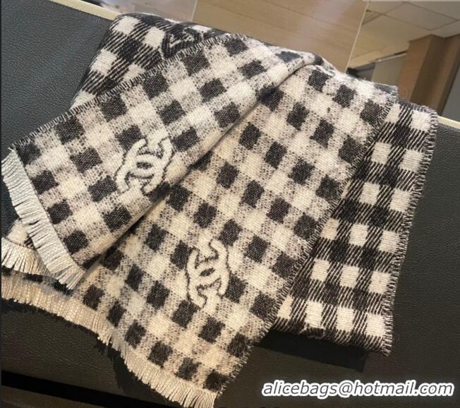 Low Cost Chanel Check Cashmere Wool Long Scarf 60x190cm CH102107 2024