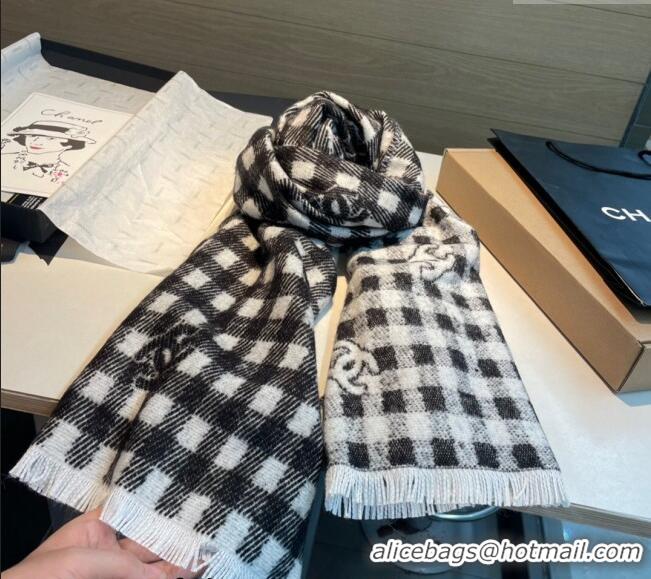 Low Cost Chanel Check Cashmere Wool Long Scarf 60x190cm CH102107 2024