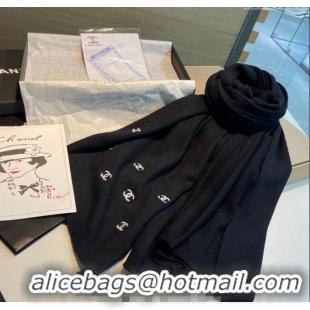 Affordable Price Chanel CC Cashmere Long Scarf 70x190cm CH102107 Black 2024