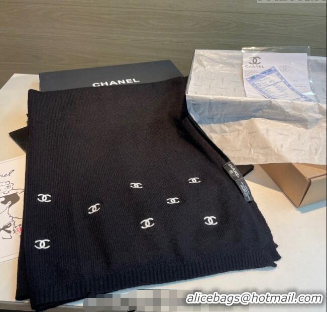 Affordable Price Chanel CC Cashmere Long Scarf 70x190cm CH102107 Black 2024