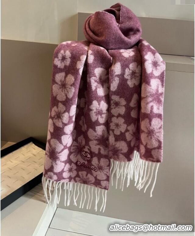 Low Cost Chanel Bloom Cashmere Long Scarf 32x180cm CH102108 Purple 2024