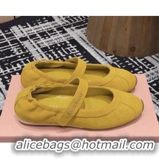 Stylish Miu Miu Elasticized Suede Ballerinas Flat Yellow 1228041