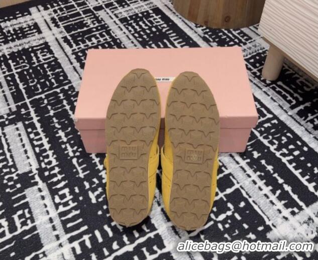 Stylish Miu Miu Elasticized Suede Ballerinas Flat Yellow 1228041