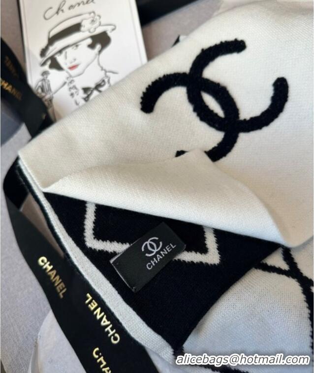 Grade Quality Chanel Chevron Cashmere Long Scarf 30x180cm CH102109 White/Black 2024