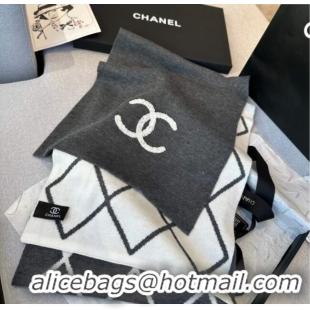 Good Looking Chanel Chevron Cashmere Long Scarf 30x180cm CH102109 Grey 2024