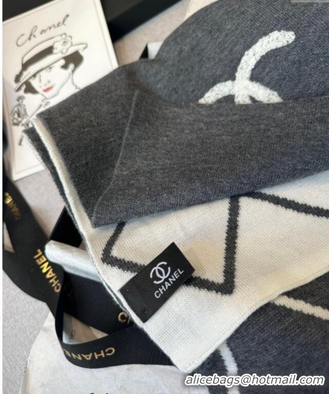 Good Looking Chanel Chevron Cashmere Long Scarf 30x180cm CH102109 Grey 2024