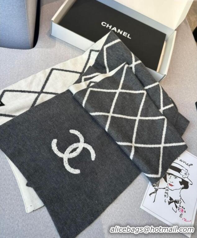 Good Looking Chanel Chevron Cashmere Long Scarf 30x180cm CH102109 Grey 2024