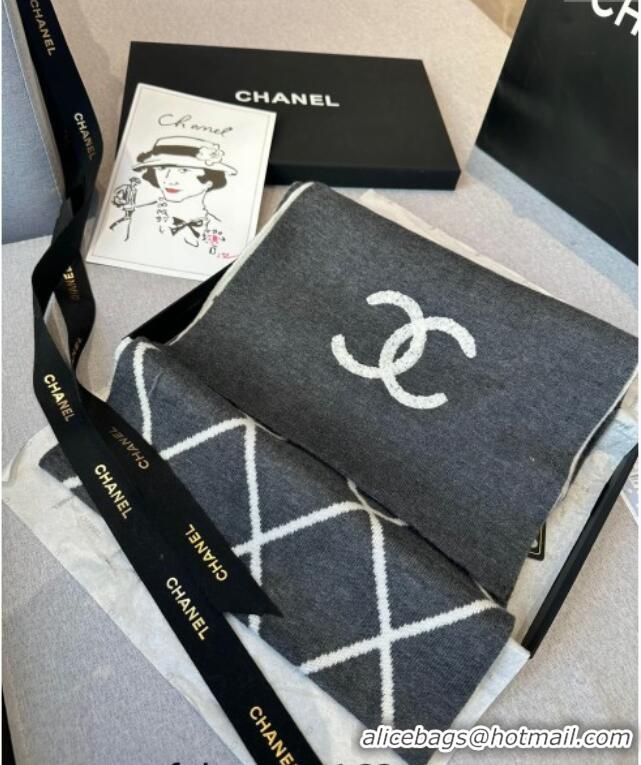 Good Looking Chanel Chevron Cashmere Long Scarf 30x180cm CH102109 Grey 2024