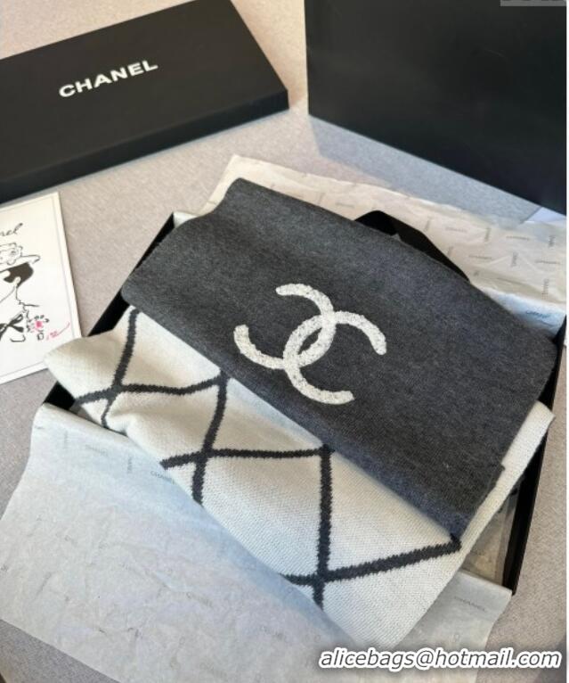 Good Looking Chanel Chevron Cashmere Long Scarf 30x180cm CH102109 Grey 2024