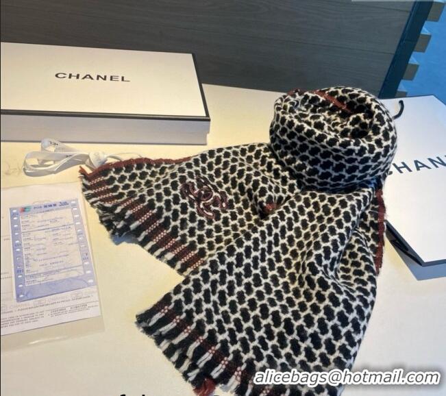 Good Looking Chanel Cashmere Long Scarf 30x190cm CH102110 Black 2024