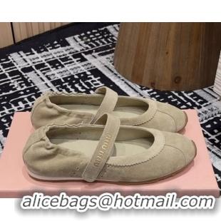 Buy Discount Miu Miu Elasticized Suede Ballerinas Flat Grey 1228043