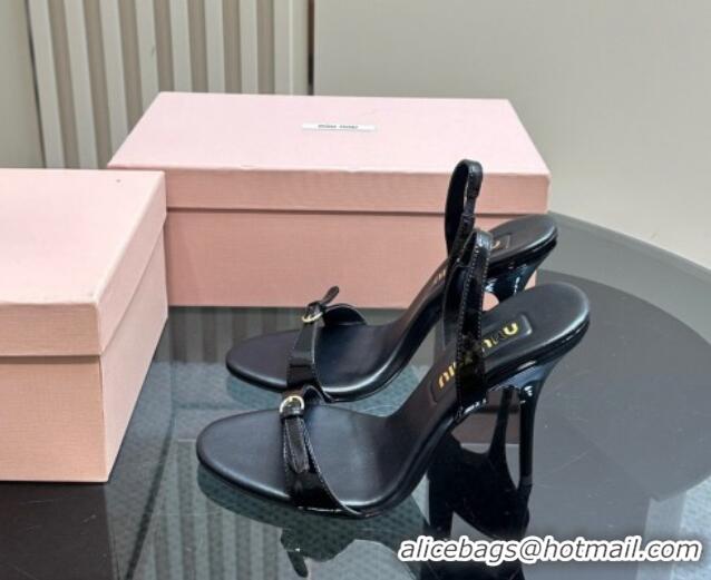 Good Product Miu Miu Patent leather high heel sandals 10cm with Buckle Black 1228055