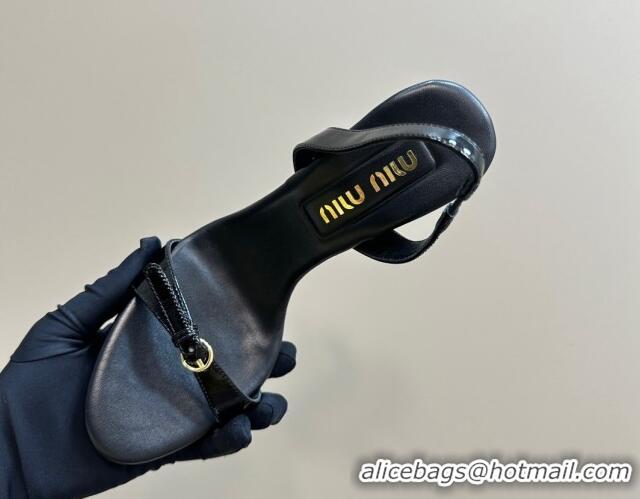 Good Product Miu Miu Patent leather high heel sandals 10cm with Buckle Black 1228055