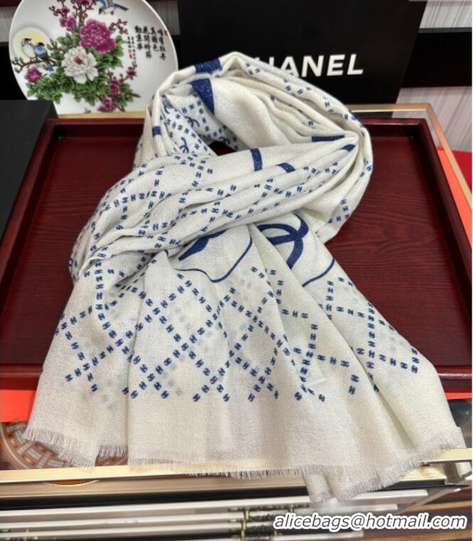 Buy Inexpensive Chanel Cashmere Long Scarf 100x200 CH102114 White 2024