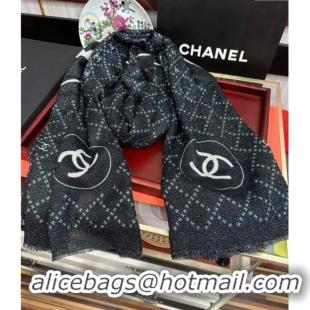 Luxury Discount Chanel Cashmere Long Scarf 100x200 CH102114 Black 2024