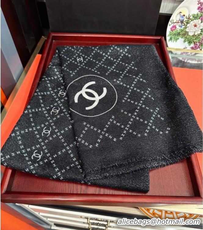 Luxury Discount Chanel Cashmere Long Scarf 100x200 CH102114 Black 2024