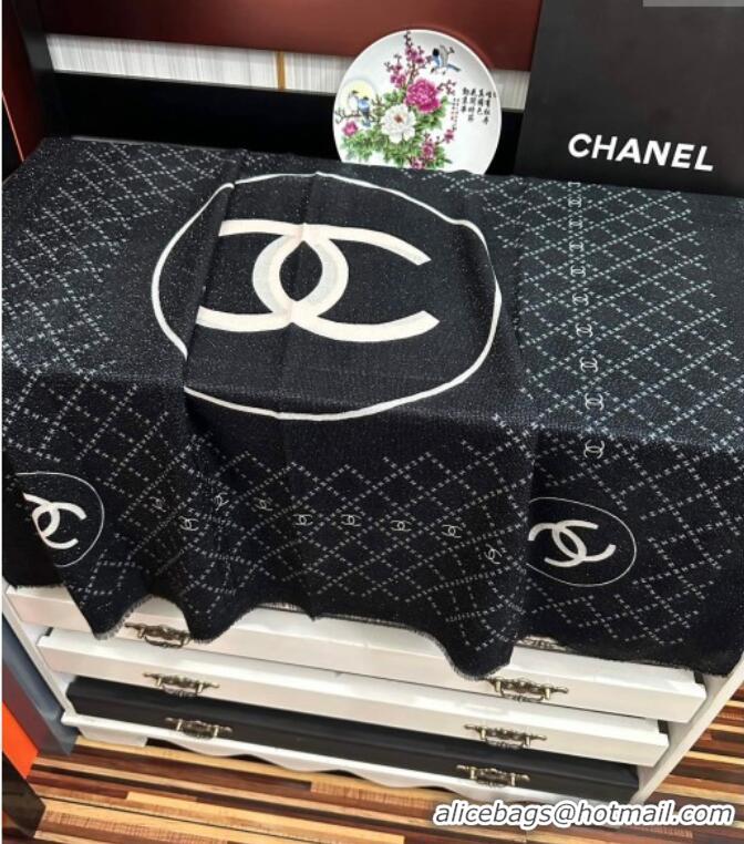 Luxury Discount Chanel Cashmere Long Scarf 100x200 CH102114 Black 2024