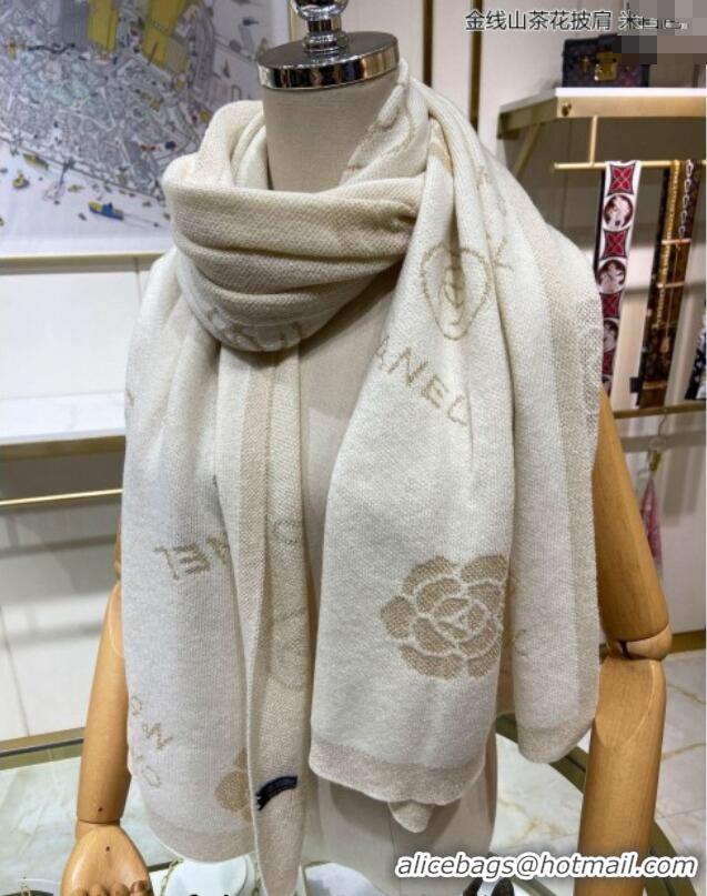 Luxury Cheap Chanel Camellia Bloom Cashmere Long Scarf 62x195 CH102115 White 2024