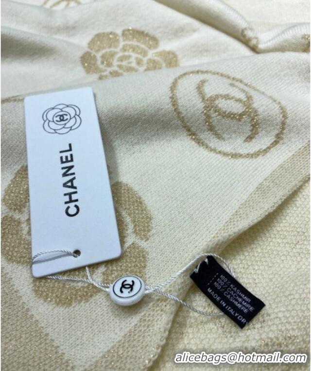 Luxury Cheap Chanel Camellia Bloom Cashmere Long Scarf 62x195 CH102115 White 2024