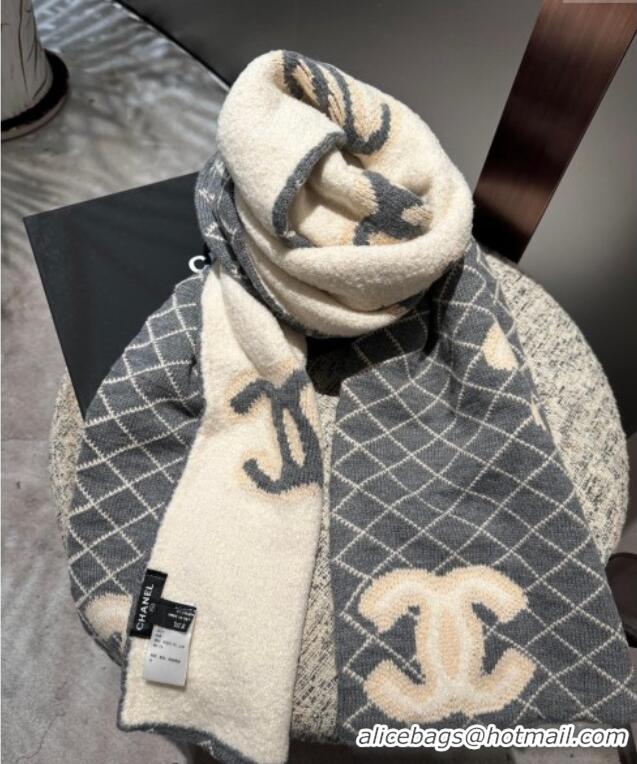 Traditional Specials Chanel CC Knit Cashmere Long Scarf 35x180cm CH102116 Grey 2024