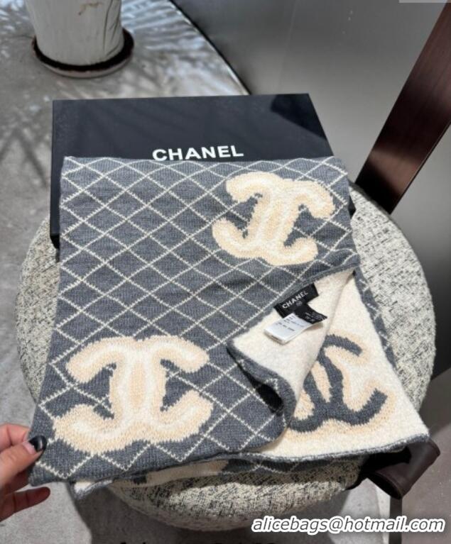 Traditional Specials Chanel CC Knit Cashmere Long Scarf 35x180cm CH102116 Grey 2024