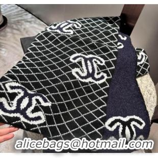 Good Taste Chanel CC Knit Cashmere Long Scarf 35x180cm CH102116 Navy Blue 2024