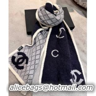 Luxury Discount Chanel Coco Knit Cashmere Long Scarf 35x180cm CH102116 Navy Blue 2024