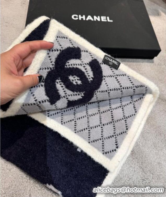 Luxury Discount Chanel Coco Knit Cashmere Long Scarf 35x180cm CH102116 Navy Blue 2024