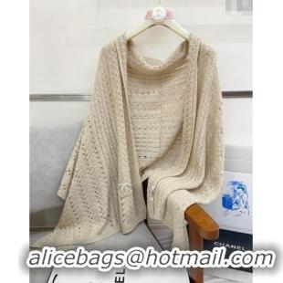 Buy Fashionable Chanel Wheat Knit Cashmere Long Scarf 70x190cm CH102119 Beige 2024