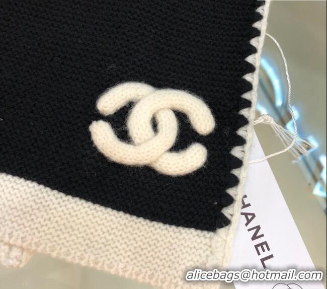 Best Quality Chanel Knit Cashmere Long Scarf 32x185cm CH102120 Black 2024