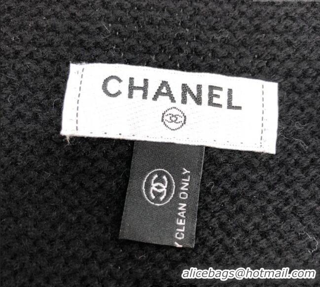 Best Quality Chanel Knit Cashmere Long Scarf 32x185cm CH102120 Black 2024