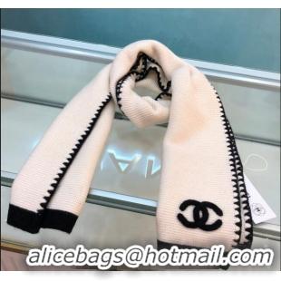 Low Cost Chanel Knit Cashmere Long Scarf 32x185cm CH102120 White 2024