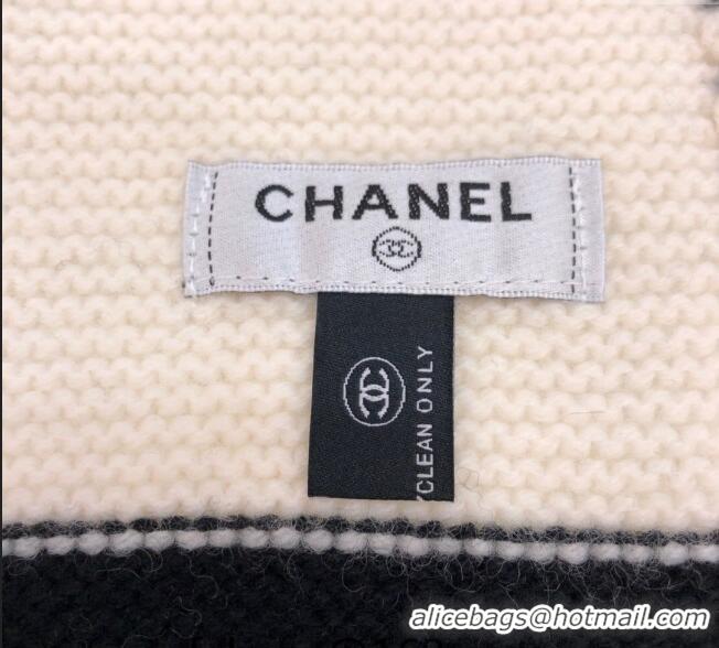 Low Cost Chanel Knit Cashmere Long Scarf 32x185cm CH102120 White 2024