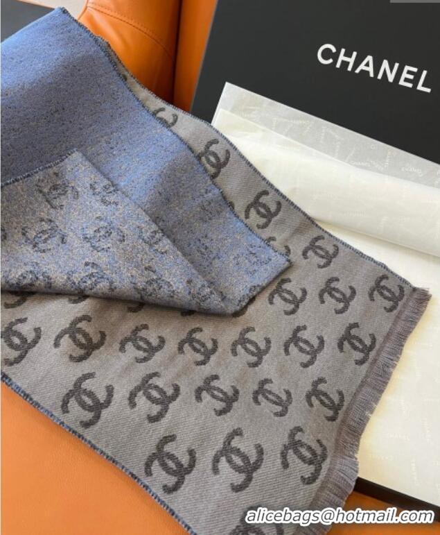 Famous Brand Chanel Wool Cashmere Long Scarf 35x185cm 1128 Dark Grey 2024