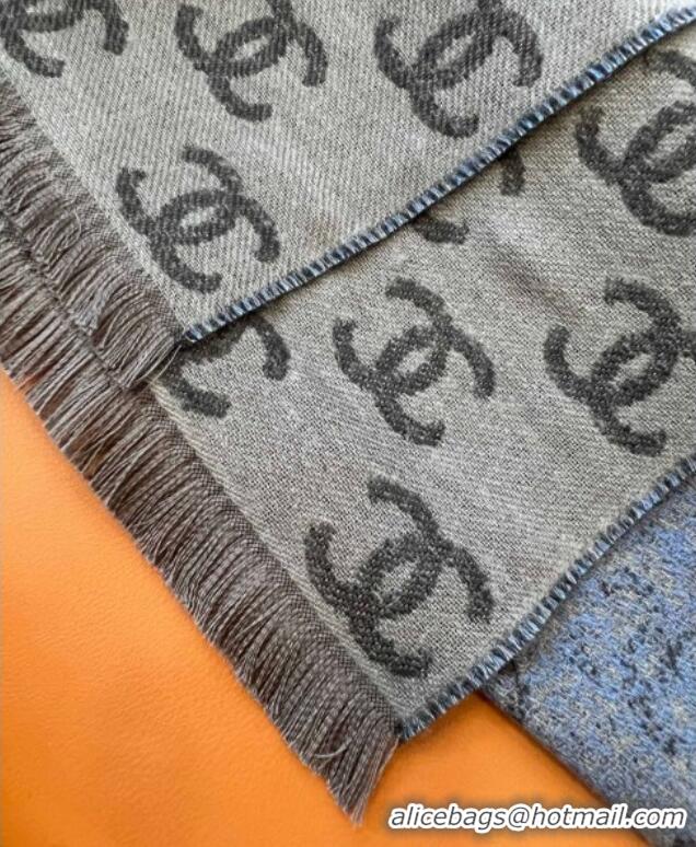 Famous Brand Chanel Wool Cashmere Long Scarf 35x185cm 1128 Dark Grey 2024